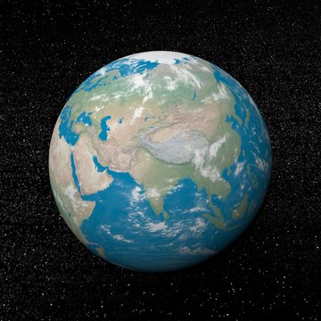 Asia on earth - 3D render