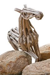 Wooden horse on the rock