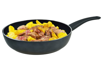 Pan with meat and potatoes