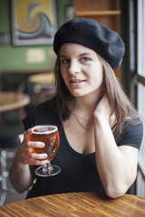 Young Woman Drinking Inda Pale Ale
