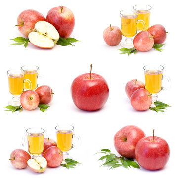 apple juice and fresh fruits - collage
