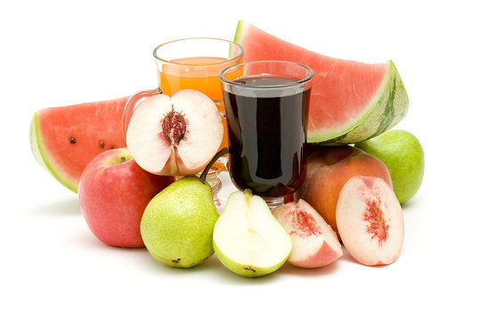 fruit juice and fresh fruits