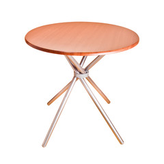 wooden round table isolated on white background,with clipping pa