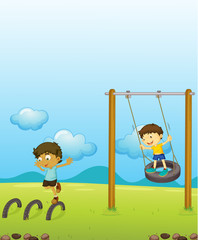 Kids playing swing