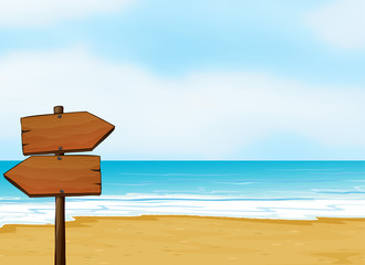 A notice board on a beach