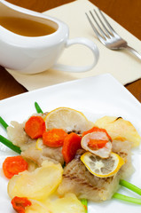 Cod baked with vegetables