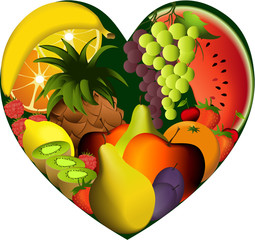 Fruits in heart shape