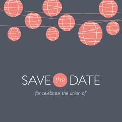 wedding invitation, balloons paper lamps, save the date - 48621504