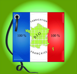 Cocarde, carte de France - Fabrication Française, 100% Bio