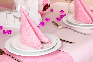 Elegant table setting in restaurant