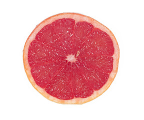 Slice of grapefruit on white
