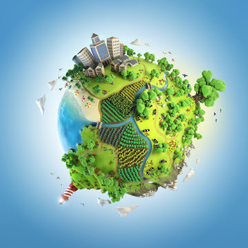 globe concept of idyllic green world