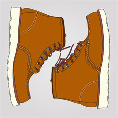 Illustration of work boots pair