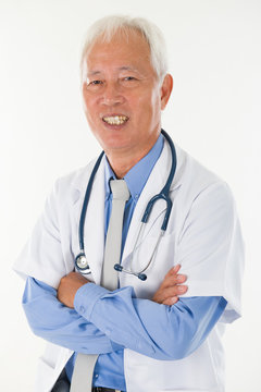 asian senior doctor smiling