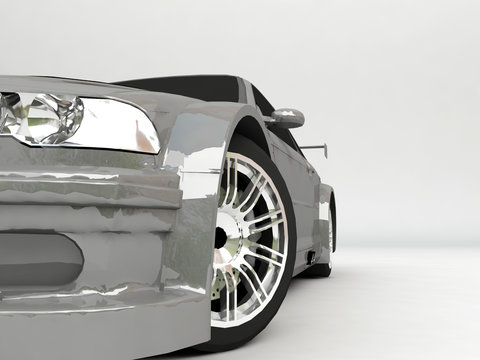 3D Sportcar isolated on gray background