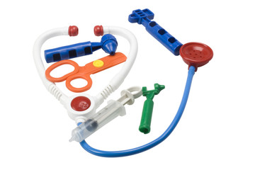 Close-up of toy medical equipments