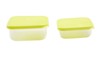 Close-up of two plastic containers