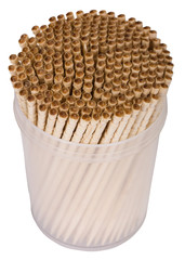 Close-up of toothpicks in a container