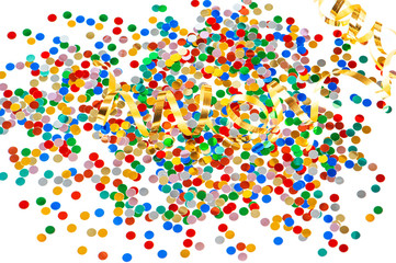 colorful carnival party decoration with assorted confetti