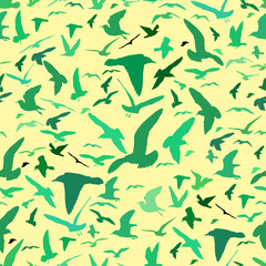 Seamless pattern with seagull silhouettes