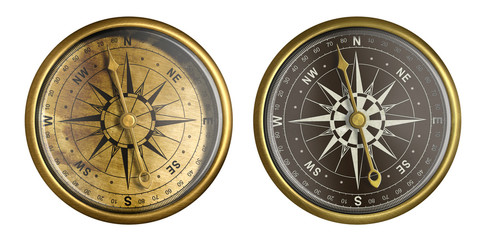 nautical compass isolated on white collection