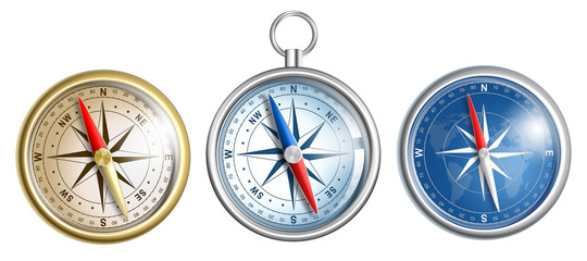 compass illustrations set isolated on white © Andrey Kuzmin