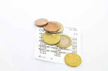Ticket de caisse et monnaie