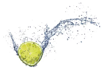Tableau sur plexiglas   Fresh lime in water splash, isolated on white background  © Jag_cz