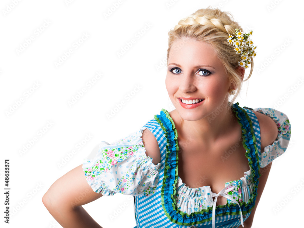 Wall mural junge blonde Frau im Dirndl