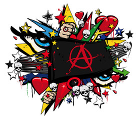 Anarchy anarchist flag graffiti flag street art illustration