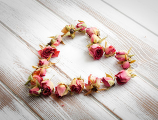 Heart from dry rose buds