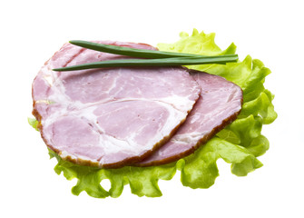 Bacon with salad leaves