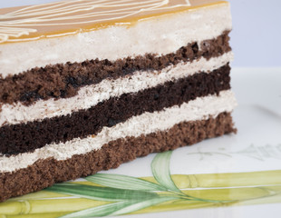 Layered spong cake on plate