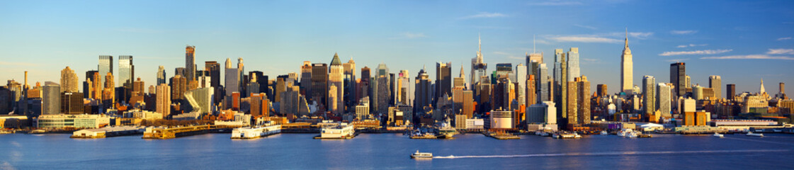 Obrazy na Plexi  Panorama Manhattanu Midtown przed zachodem słońca, Nowy Jork
