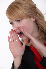 portrait of businesswoman looking angry