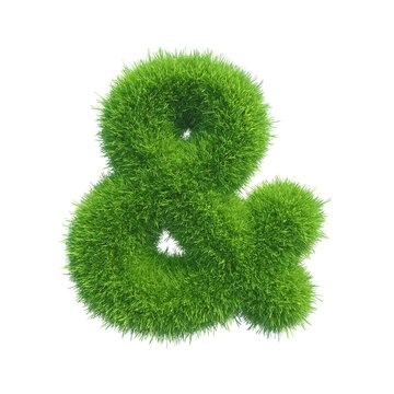 ampersand sign grass isolated on white background