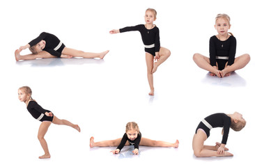Girl gymnast on a white background