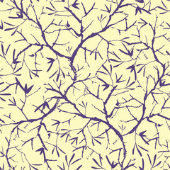 vector painted tree brunches seamless pattern background with