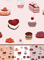 Vector cake seamless. background pattern