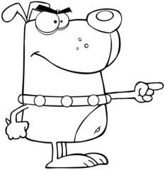 Outlined Angry Dog Finger Pointing