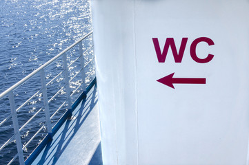 WC sign onboard a ship