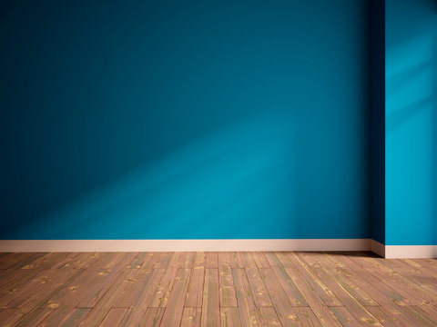 empty interior with a blue wall