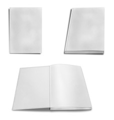 collection of various blank white paper on white background.