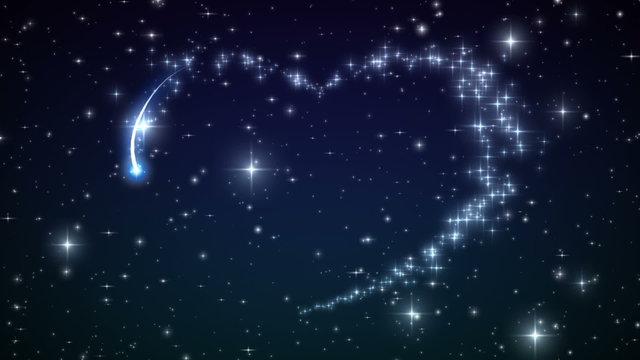 Heart made of twinkling Stars in the Beautiful night sky.