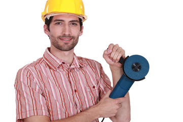 Man holding angle-grinder