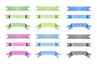 mixed color used paper banner ribbon on white