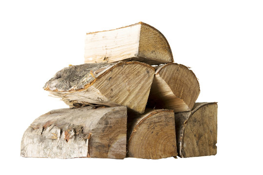 Cut log fire wood from birch-tree.