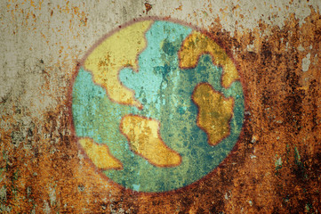 Obraz na płótnie Canvas earth on grunge wall