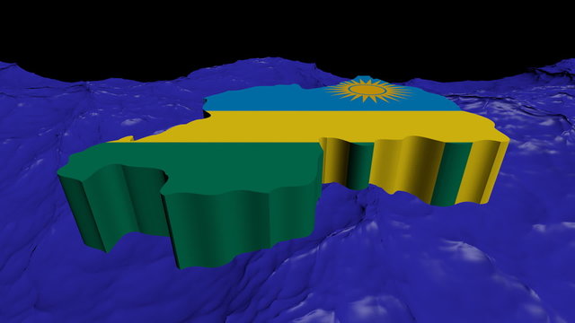 Rwanda map flag in abstract ocean animation