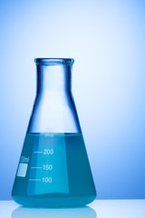 Laboratory flask with liquid